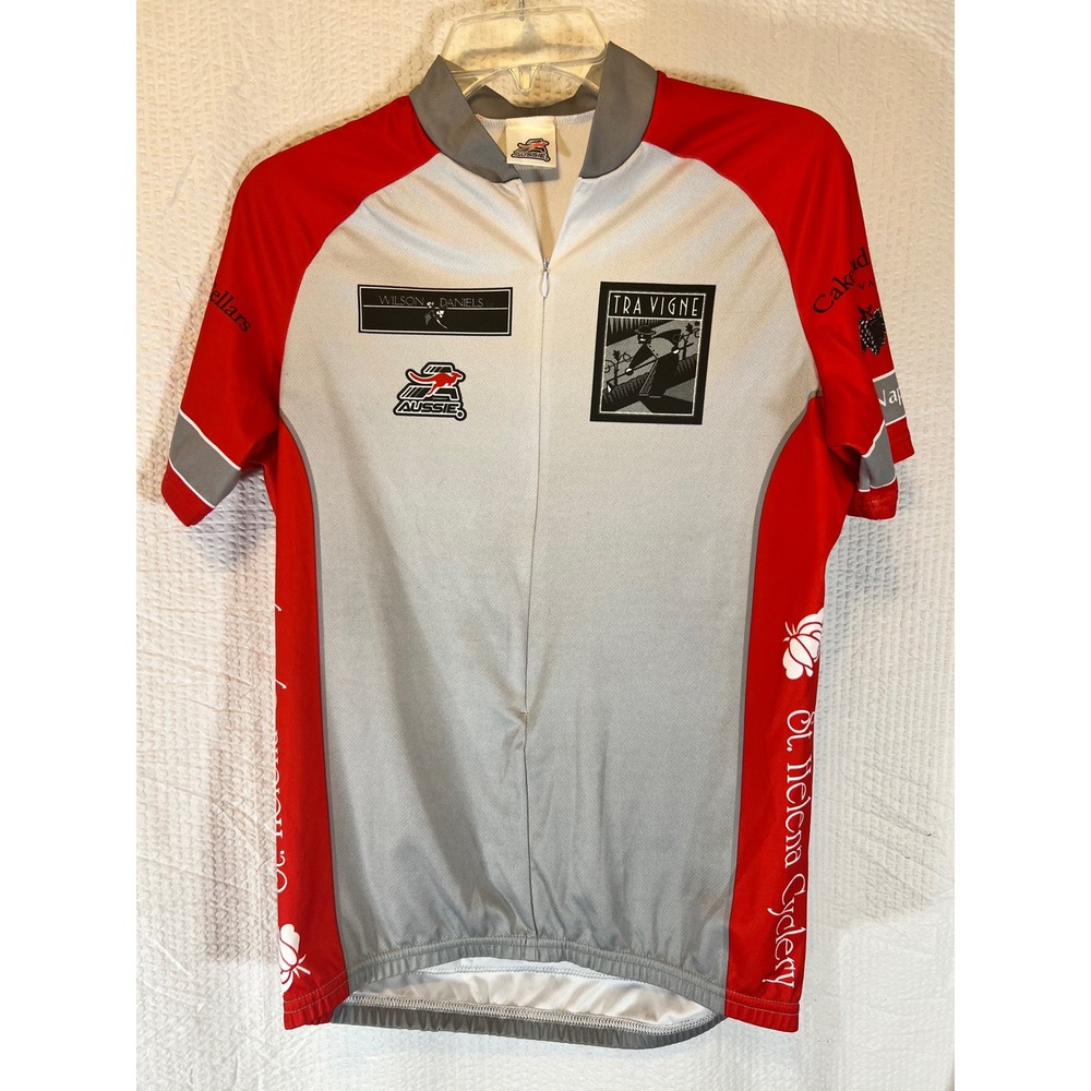 Aussie Cycling Jersey Napa Valley Wine Country Short Sleeve Red Gray Small‎